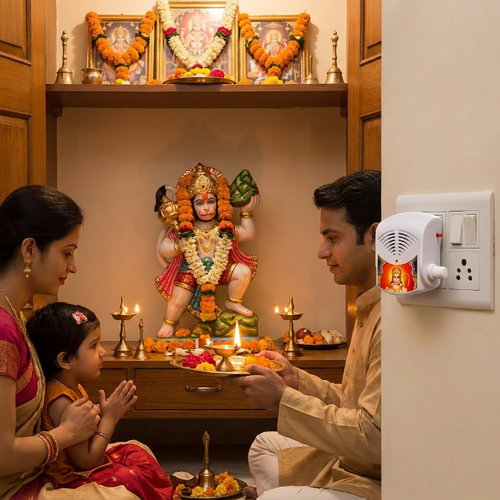 Full Hanuman Chalisa Chanting Box Device, Gayatri Mantra Chanting Device, Maha Mritunjaya Mantra & Om Naha Shivay Continuous mantra Jaap