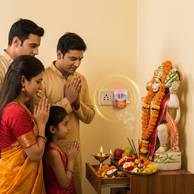 Full Hanuman Chalisa Chanting Box Device, Gayatri Mantra Chanting Device, Maha Mritunjaya Mantra & Om Naha Shivay Continuous mantra Jaap